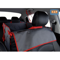 Автогамак Happy Dog Premium (Хэппи Дог Премиум). На половину сиденья. Цвет: серый с красной окантовкой.