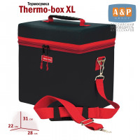 Термосумка "Thermo-box" (Термо-бокс). Размер XL. Цвет: черный с красной окантовкой.