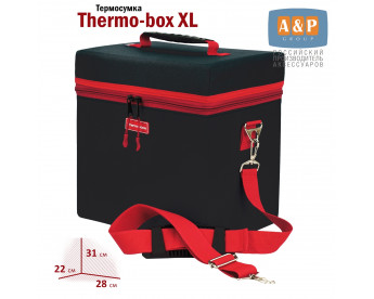 Термосумка "Thermo-box" (Термо-бокс). Размер XL. Цвет: черный с красной окантовкой.