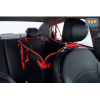 Автогамак Happy Dog (Хэппи Дог). На 1/3 заднего сиденья. Цвет: черный с красной окантовкой.