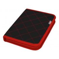 Папка для сервисной книжки и автодокументов "Практик". Формат А5. Искусственная кожа. Цвет: черный с красной прострочкой "Ромб".